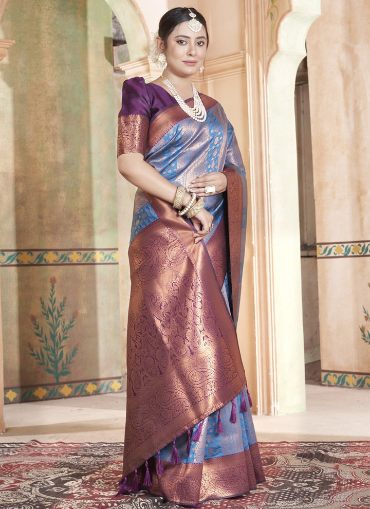 Lassya Fashion Royal Blue Classic Kanjivaram Silk Saree