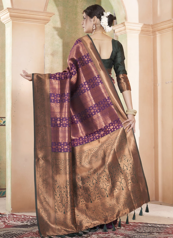 Lassya Fashion Purple Classic Kanjivaram Silk Saree