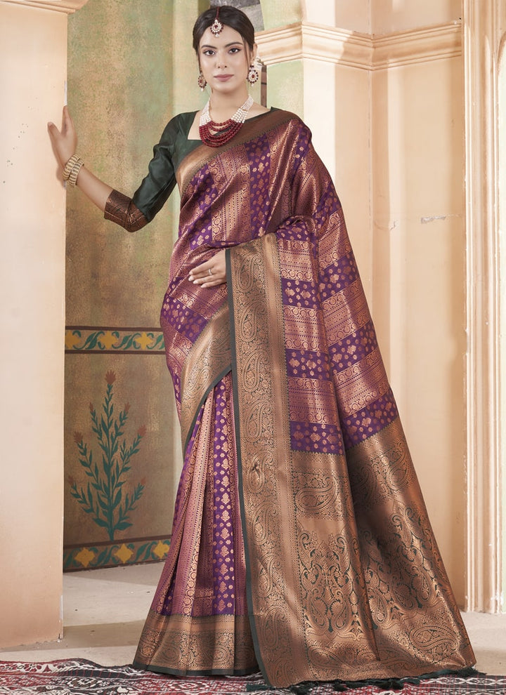 Lassya Fashion Purple Classic Kanjivaram Silk Saree