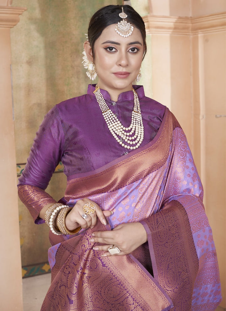 Lassya Fashion Lavender Classic Kanjivaram Silk Saree