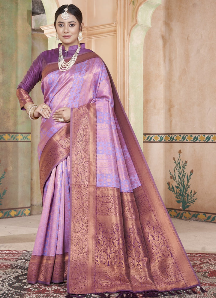 Lassya Fashion Lavender Classic Kanjivaram Silk Saree