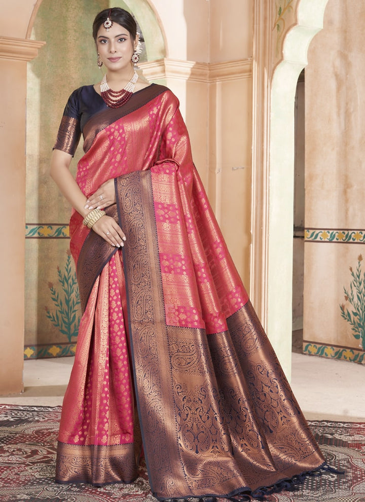 Lassya Fashion Crimson Red Classic Kanjivaram Silk Saree