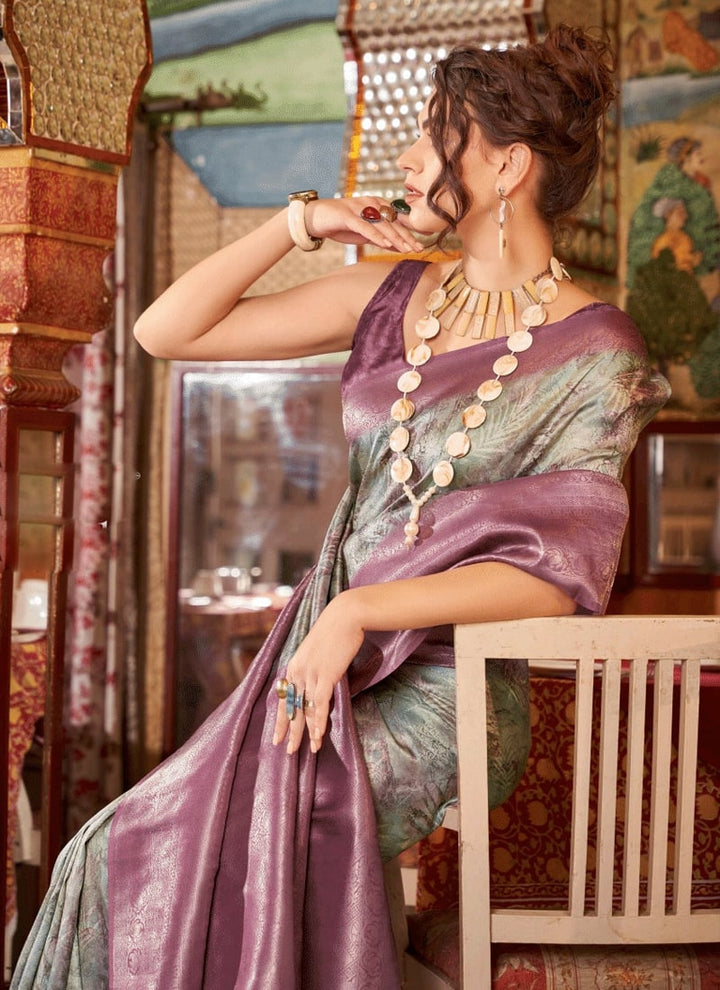 Lassya Fashion Purple-2 Elegant Partywear Silk Saree