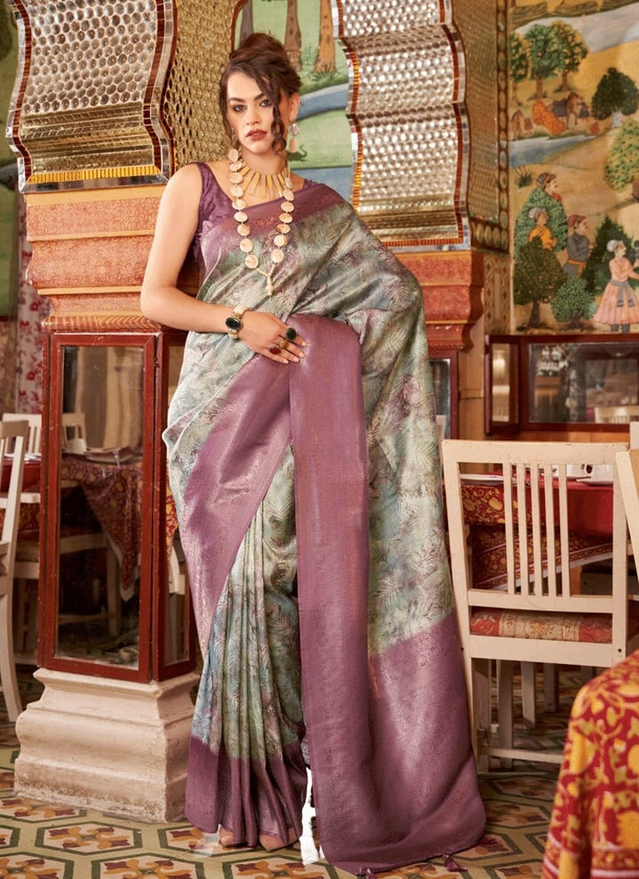 Lassya Fashion Purple-2 Elegant Partywear Silk Saree