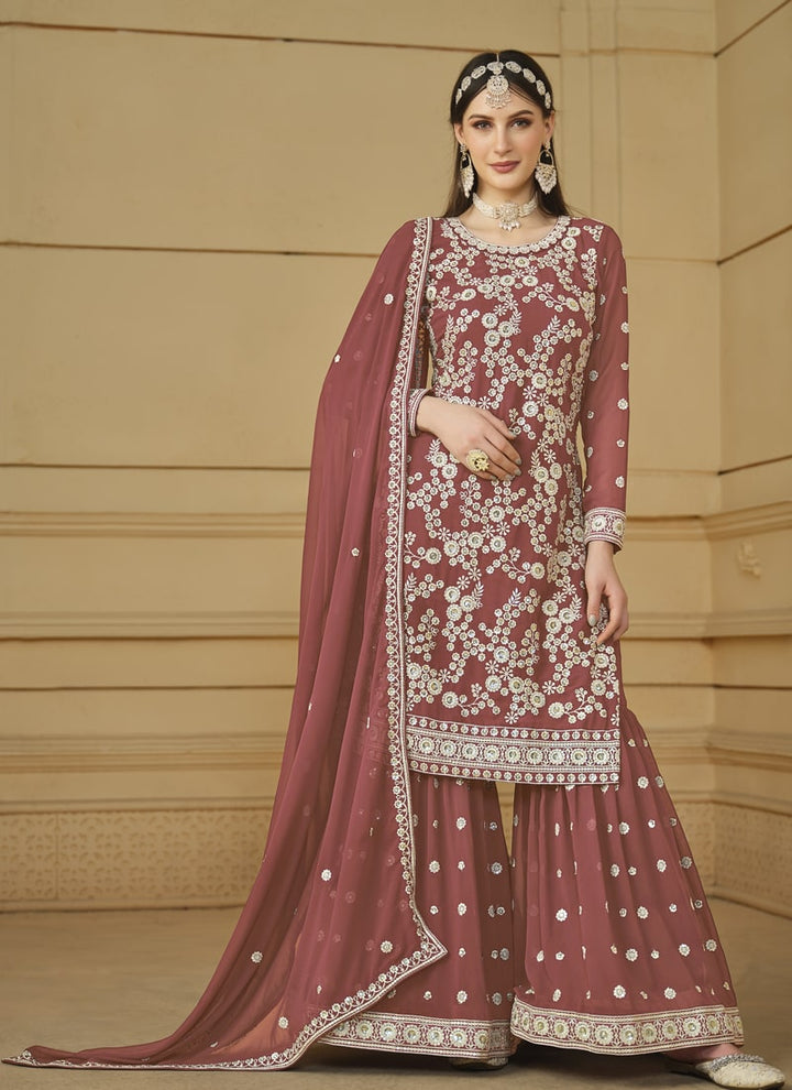 Lassya Fashion Mauve Flow and Flair in Faux Georgette-The Saarara Suit