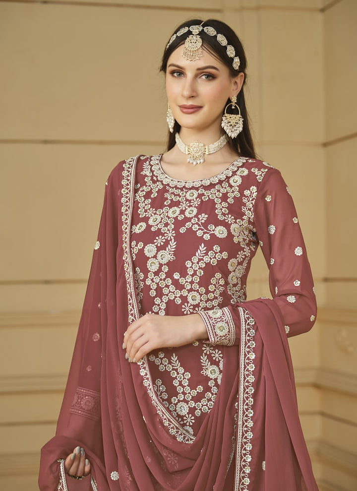 Lassya Fashion Mauve Flow and Flair in Faux Georgette-The Saarara Suit