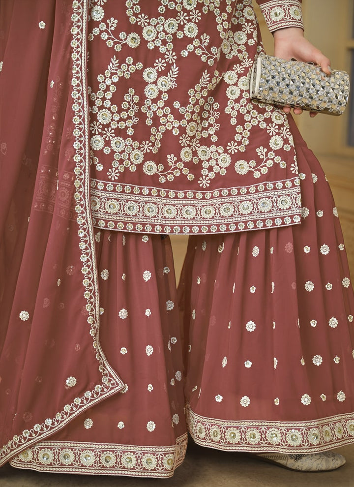 Lassya Fashion Mauve Flow and Flair in Faux Georgette-The Saarara Suit