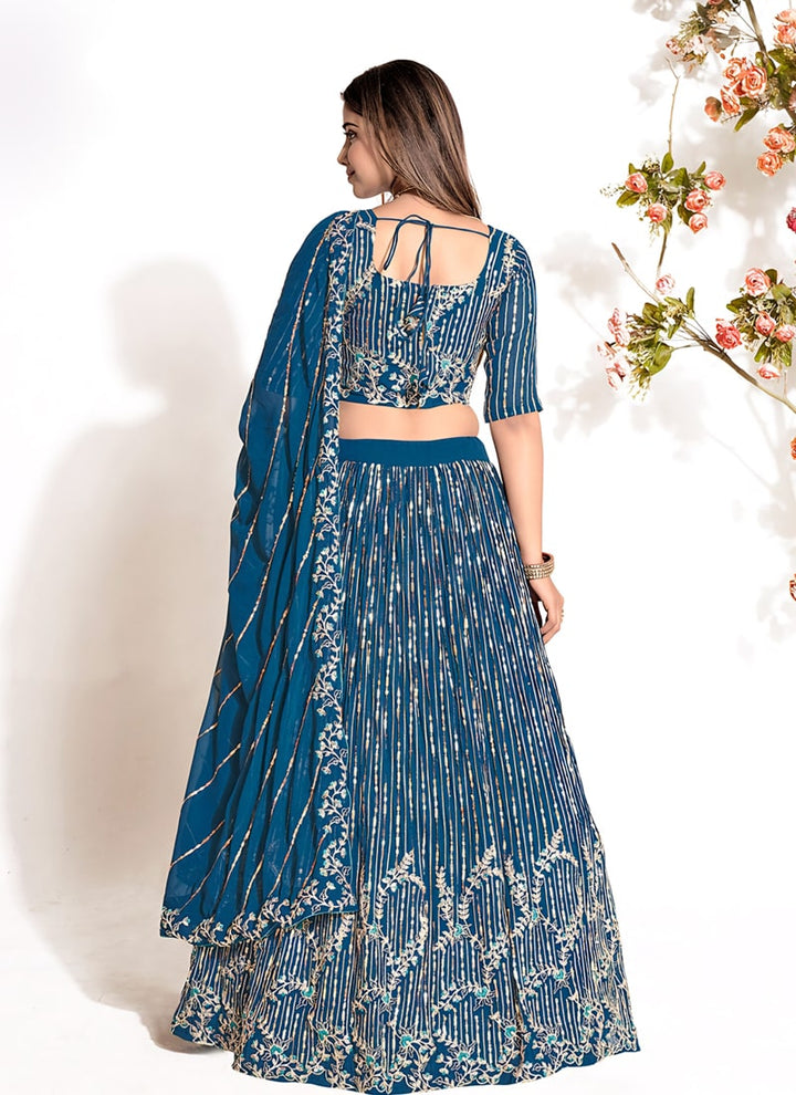 Lassya Fashion Navy Blue Wedding Lehenga Choli-Exquisite Georgette Ensemble