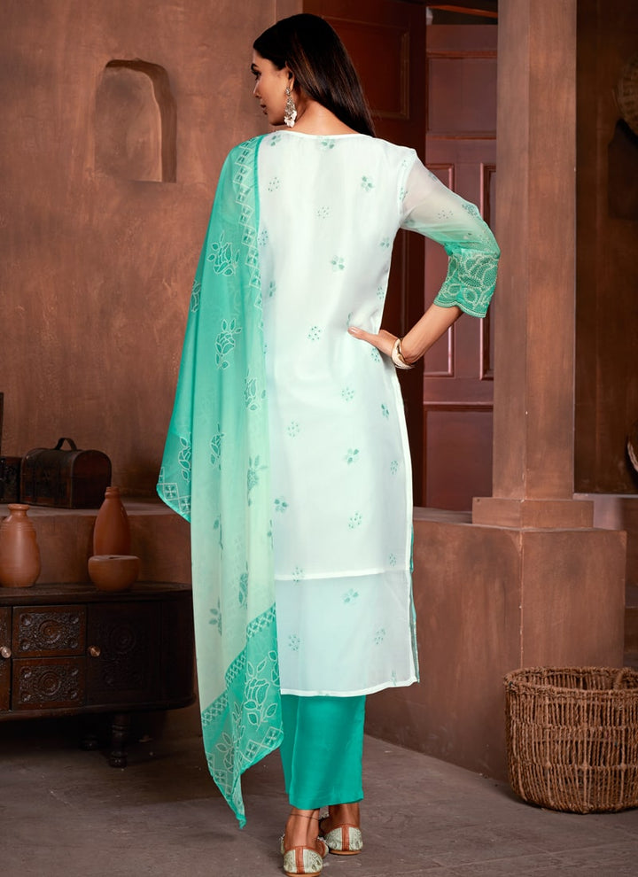 Lassya Fashion Green Straight Salwar Suit-Digital Print with Handwork and Sequins