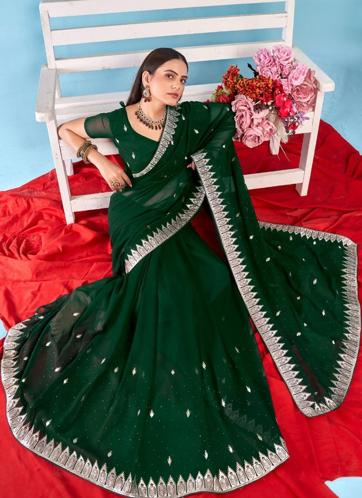 Lassya Fashion Black Solid Color Festive Wear Saree in Georgette Blooming