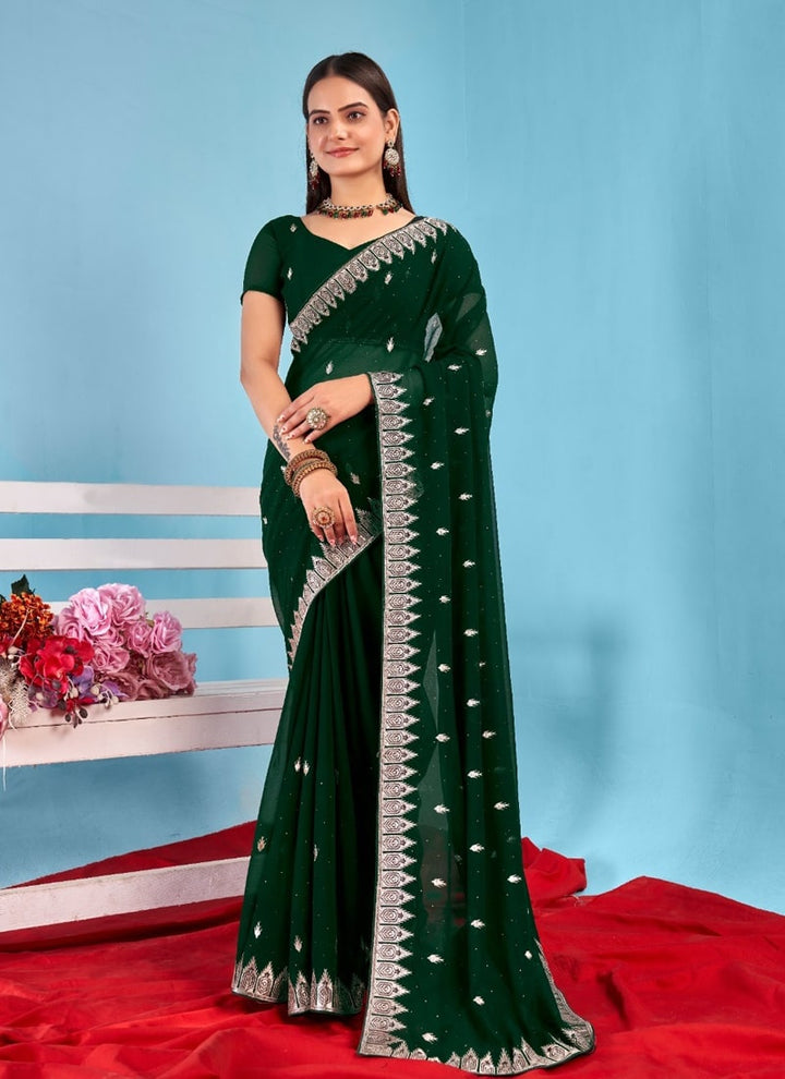 Lassya Fashion Black Solid Color Festive Wear Saree in Georgette Blooming