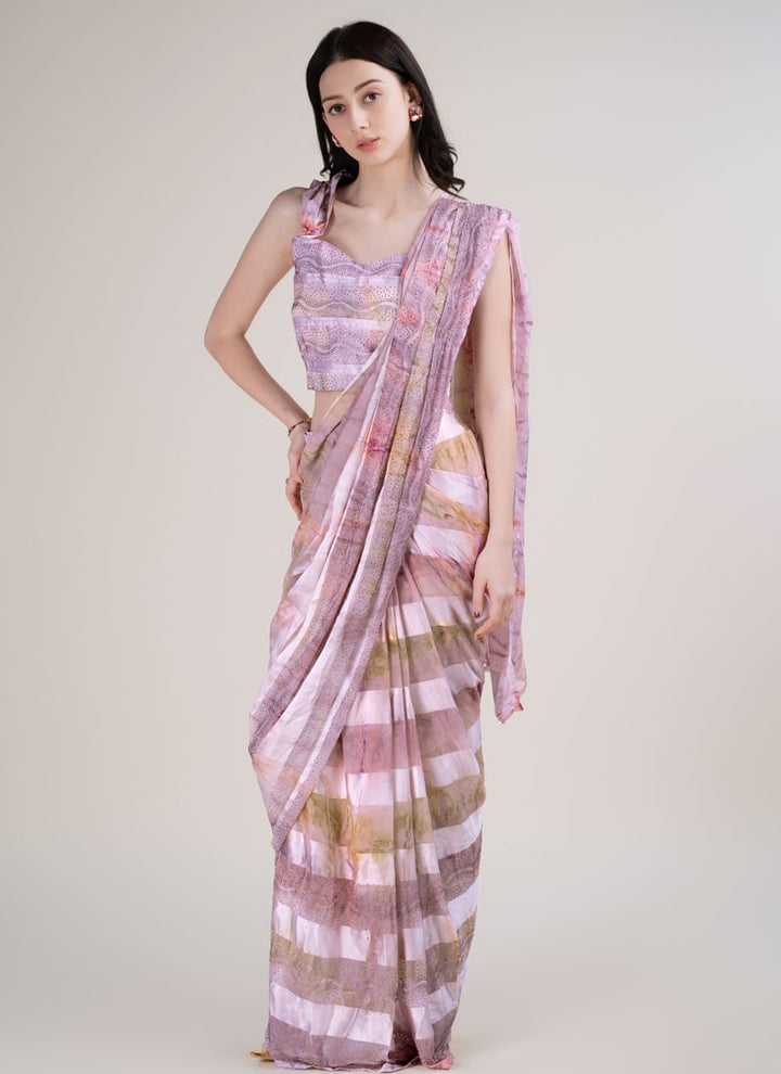 Lassya Fashion Lavender Partywear Saree with Swarovski Stone Embellishments