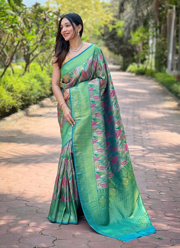 Lassya Fashion Green Exquisite Kanchipattu Silk Saree