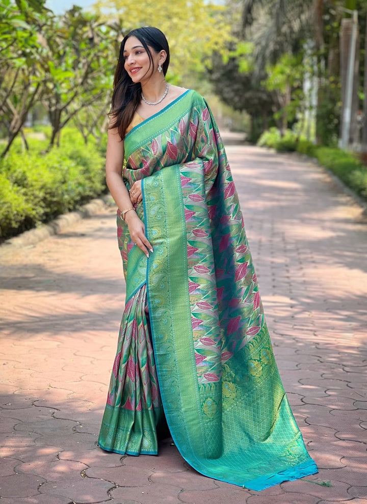 Lassya Fashion Green Exquisite Kanchipattu Silk Saree