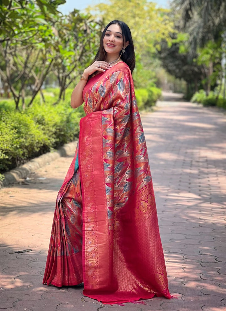 Lassya Fashion Red Exquisite Kanchipattu Silk Saree