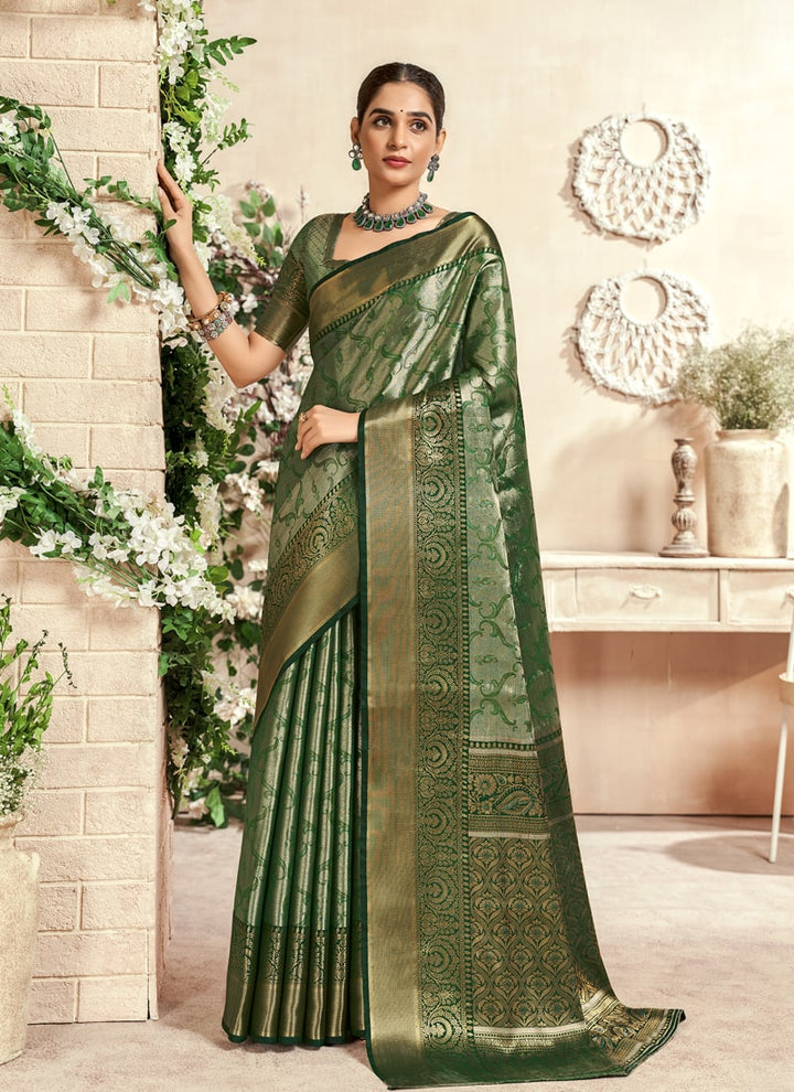 Lassya Fashion Green Festive Wear Silk Saree with Zari Weaving