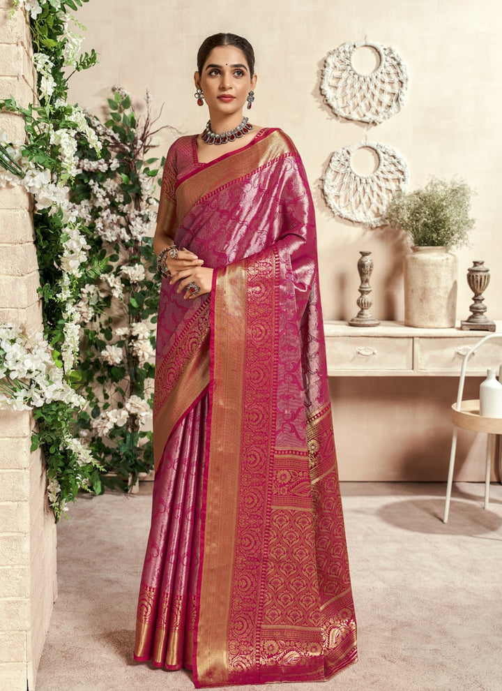 Lassya Fashion Magenta Pink Festive Wear Silk Saree with Zari Weaving