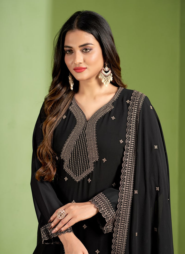 Lassya Fashion Dark Black Straight Salwar Suit Ensemble