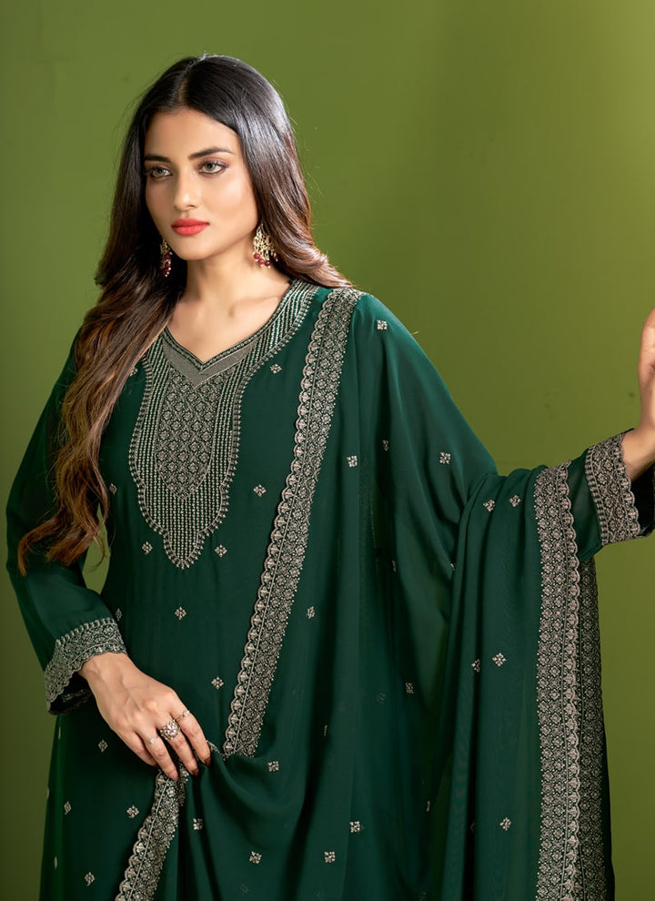 Lassya Fashion Dark Green Straight Salwar Suit Ensemble