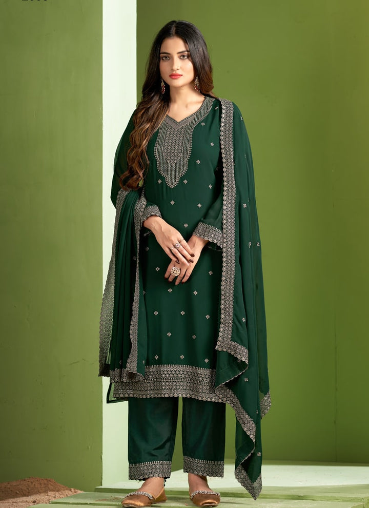 Lassya Fashion Dark Green Straight Salwar Suit Ensemble