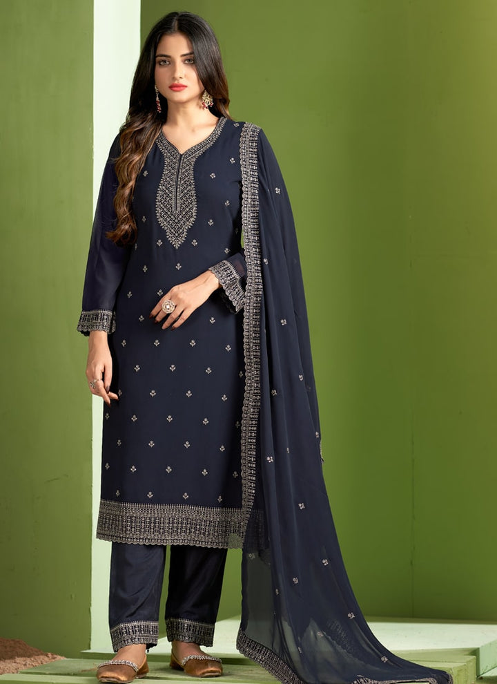 Lassya Fashion Dark Black-2 Straight Salwar Suit Ensemble