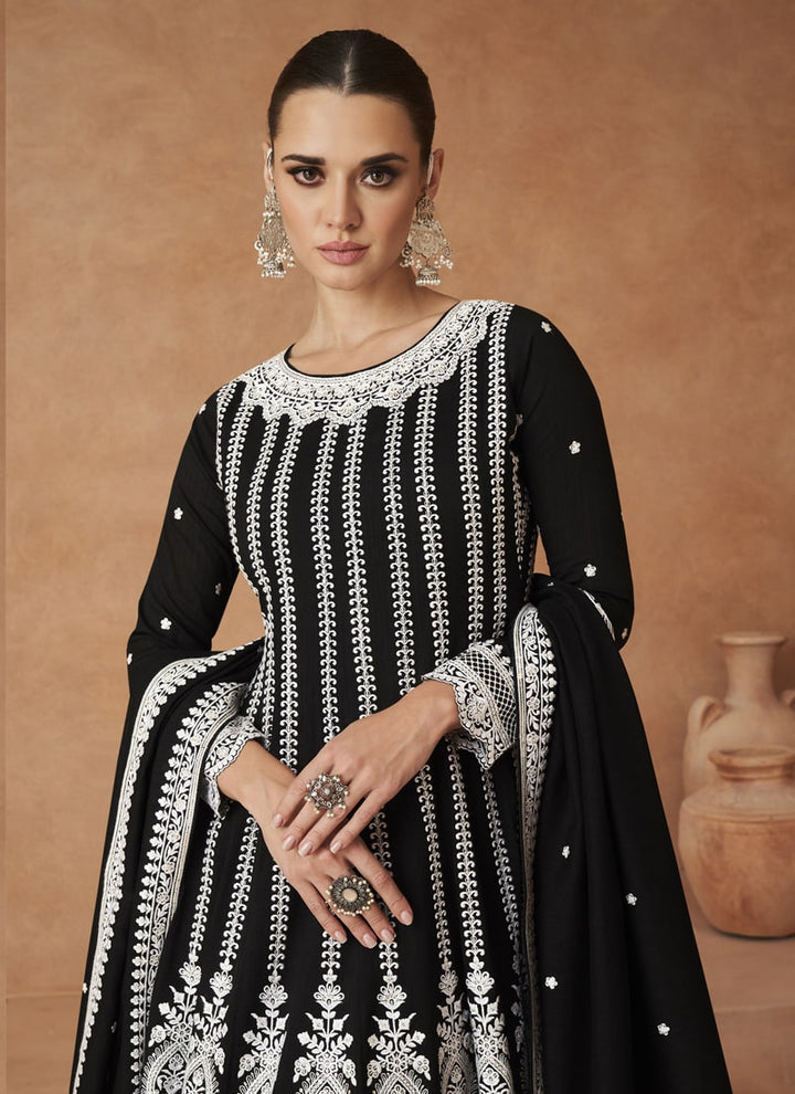 Lassya Fashion Black Sharara Suit in Premium Silk