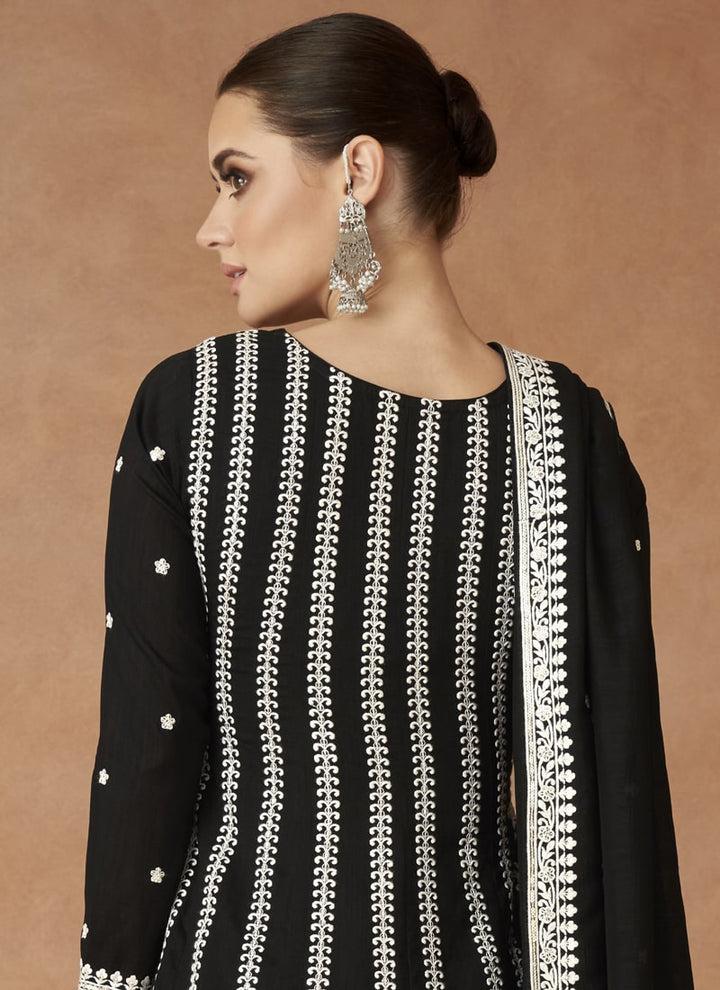 Lassya Fashion Black Sharara Suit in Premium Silk