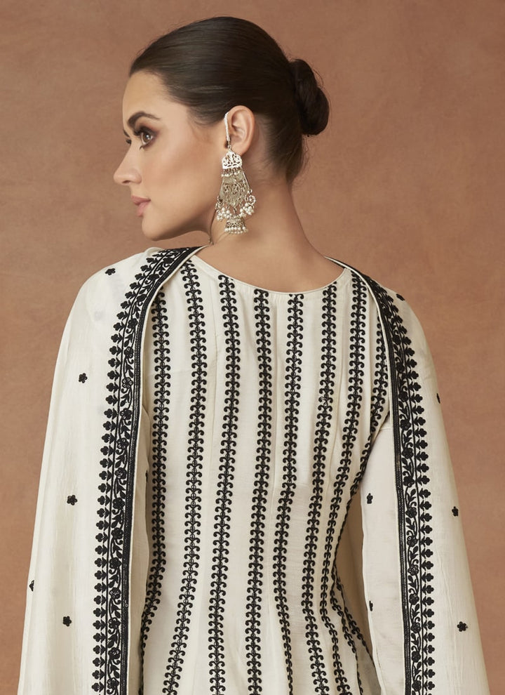 Lassya Fashion White Sharara Suit in Premium Silk