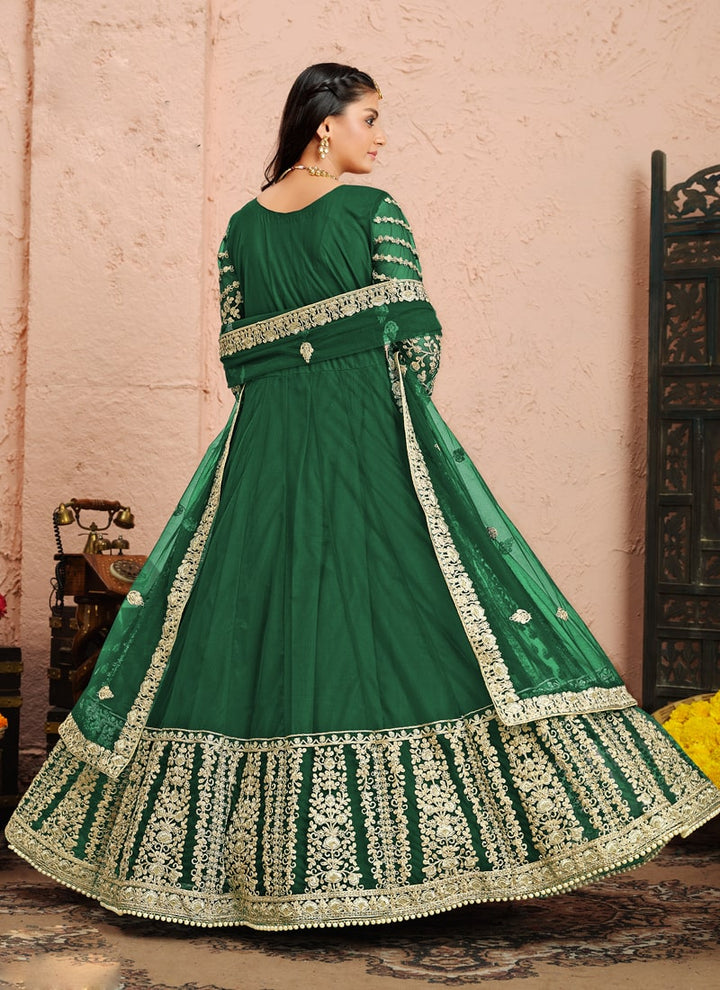 Lassya Fashion Forest Green Anarkali Dress Ensemble