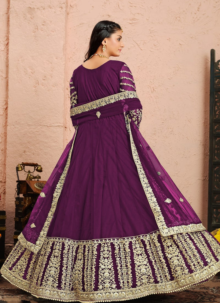 Lassya Fashion Purple Anarkali Dress Ensemble