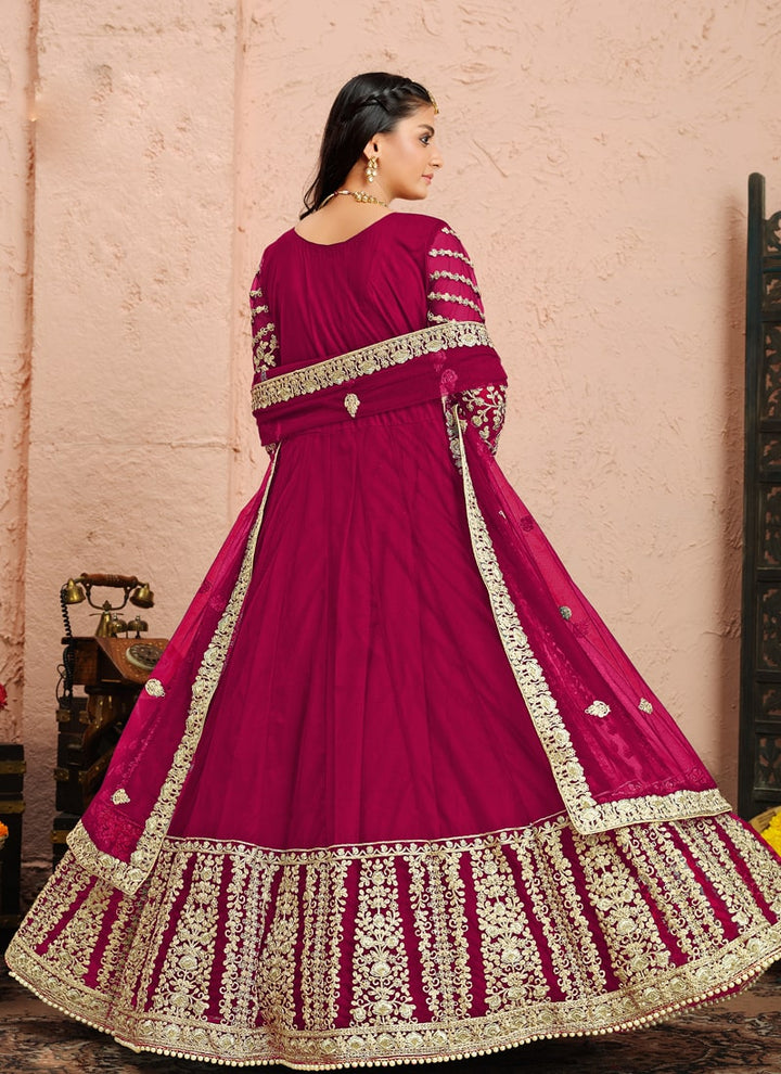 Lassya Fashion Magenta Pink Anarkali Dress Ensemble