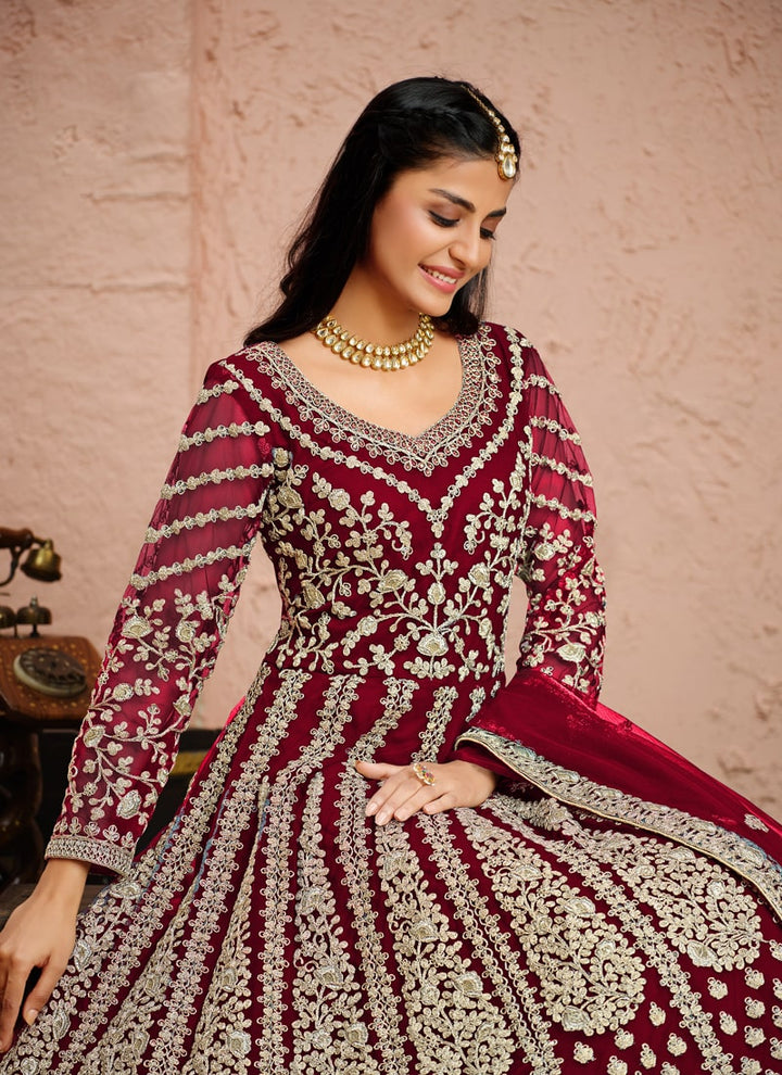 Lassya Fashion Magenta Pink Anarkali Dress Ensemble