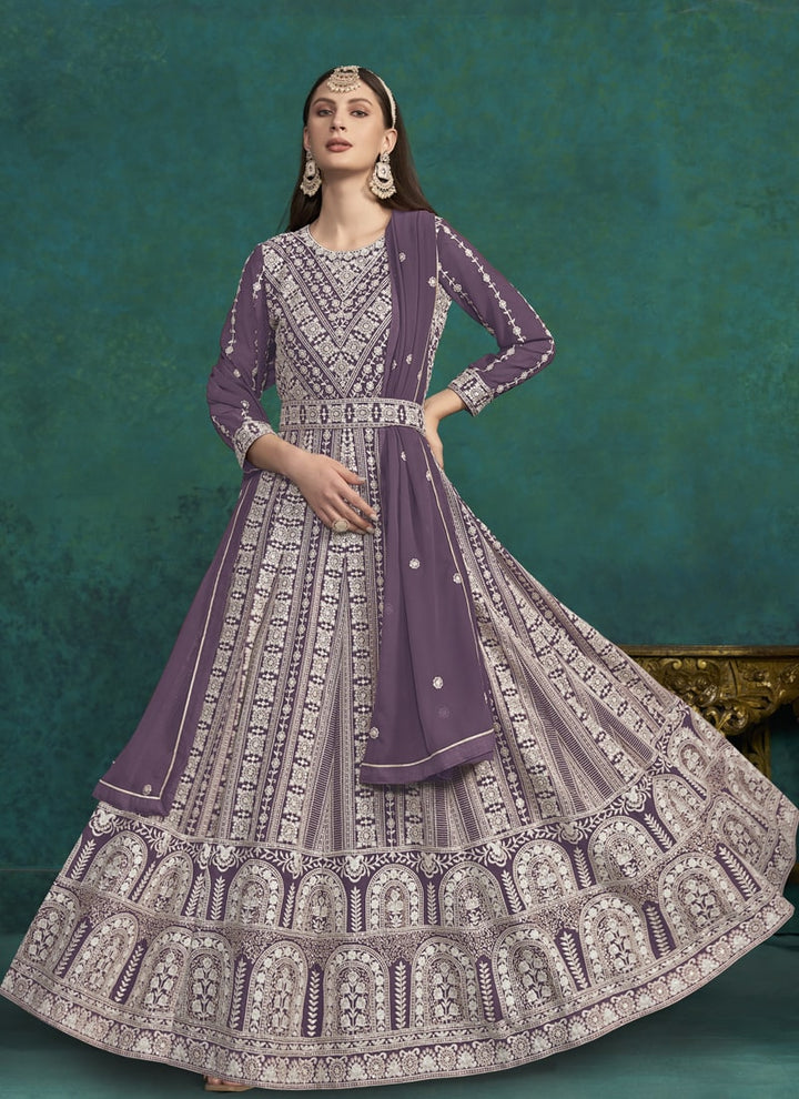 Lassya Fashion Lavender Festive Wear Anarkali Dress Ensemble