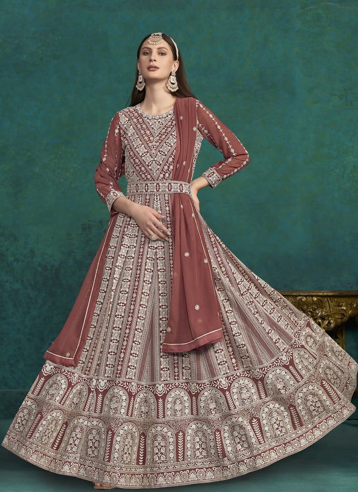 Lassya Fashion Mauve Festive Wear Anarkali Dress Ensemble