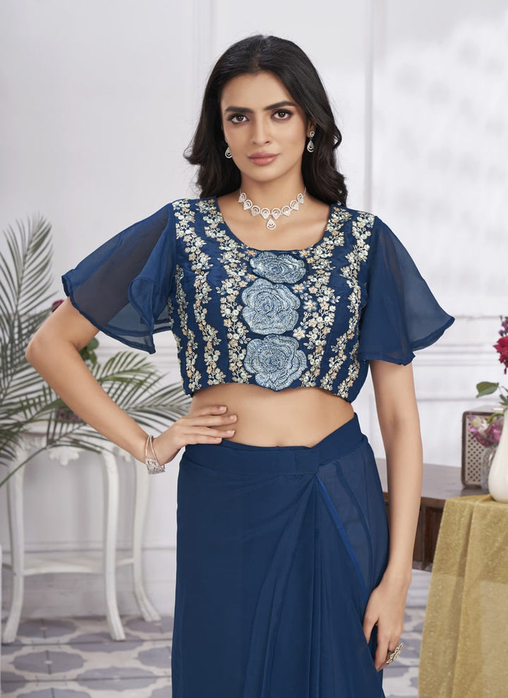 Lassya Fashion Indian Elegance Made Easy Pre-stitched Saree with Blouse