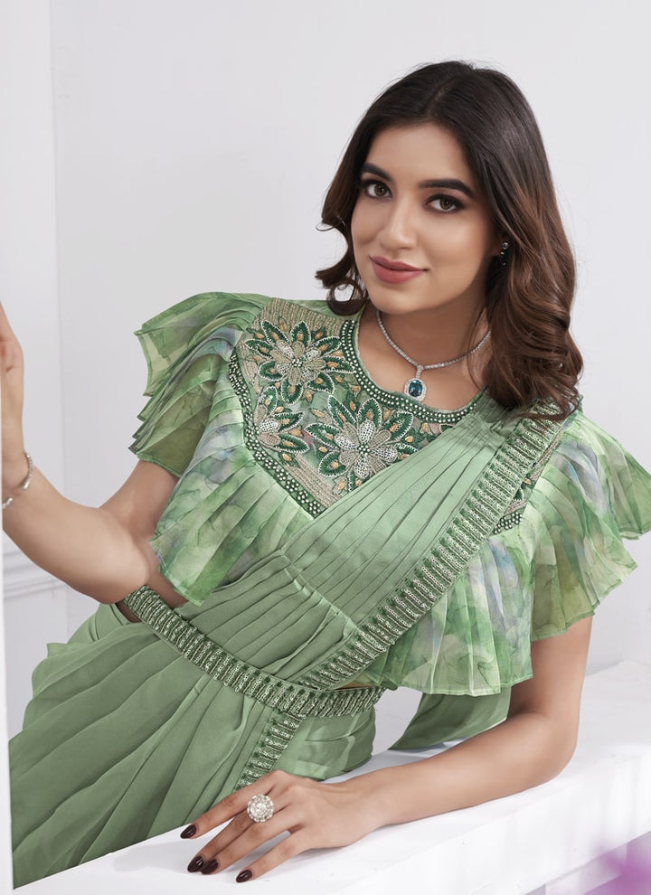 Lassya Fashion Drape and Dazzle Effortless Saree with Sequined Blouse Beauty