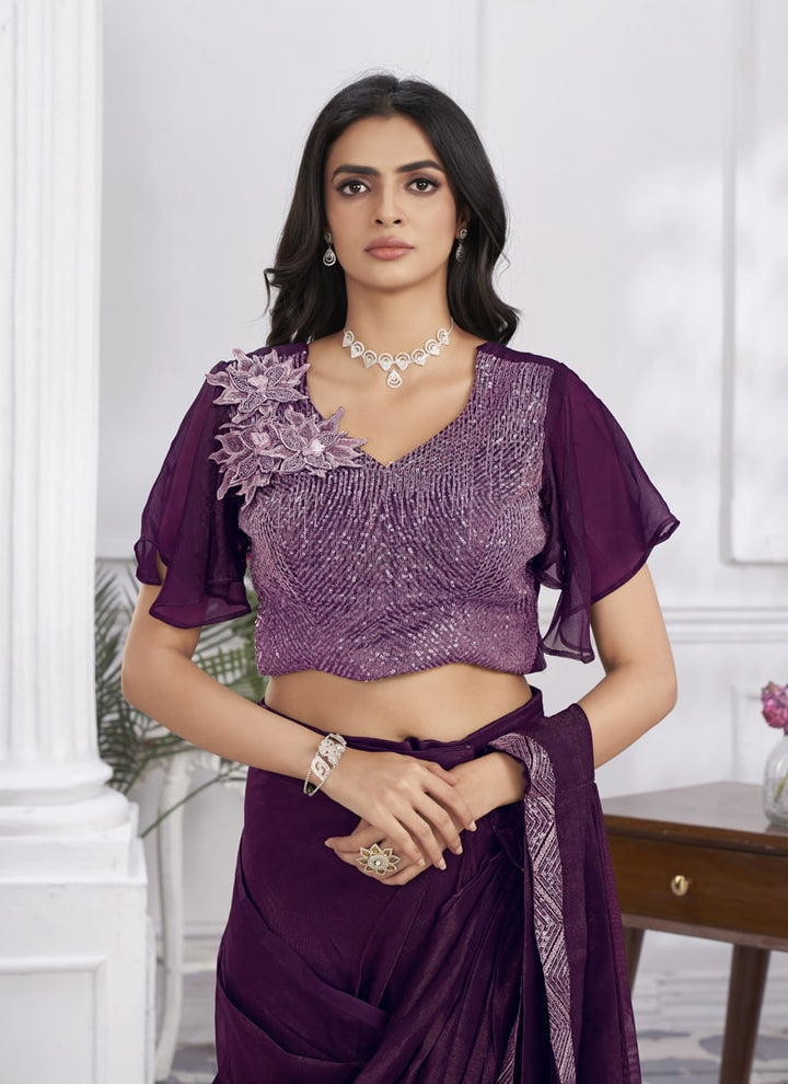 Lassya Fashion Modern Muse Pre-draped Saree Embroidered Elegance