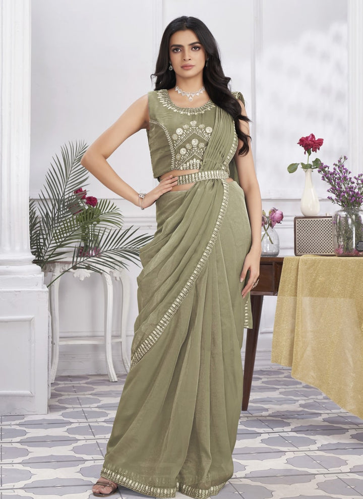 Lassya Fashion Saree Simplified Pre-stitched Drape Embroidered Blouse