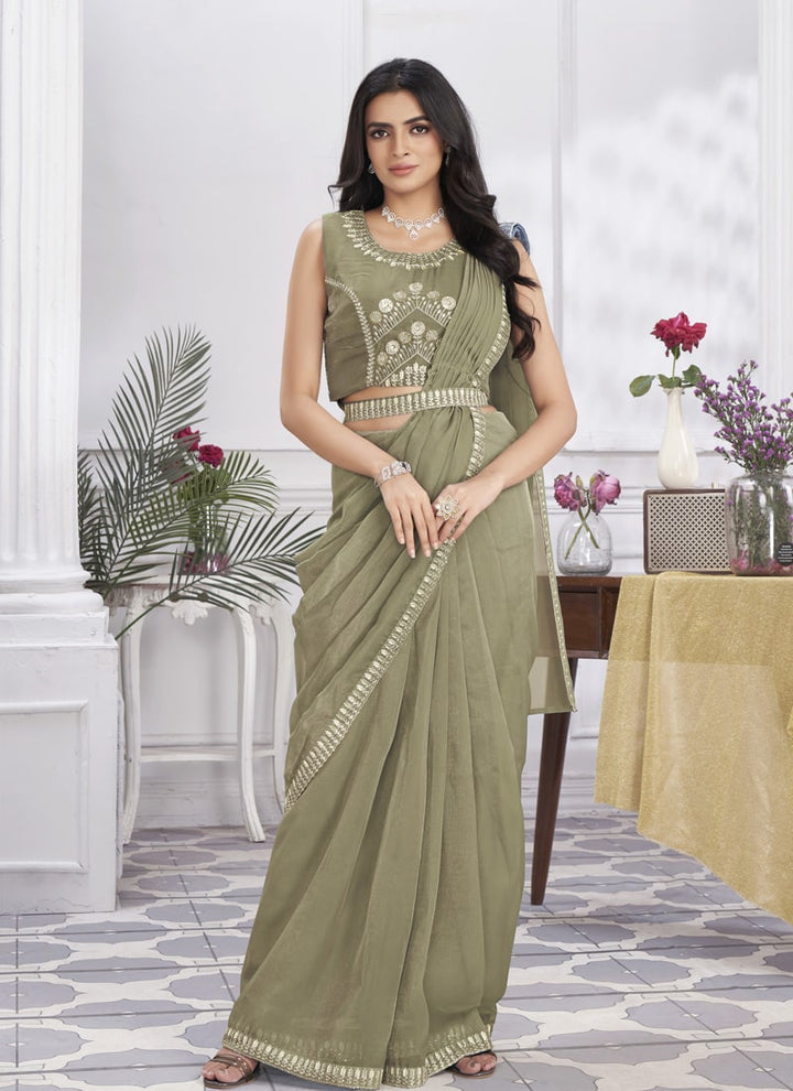 Lassya Fashion Saree Simplified Pre-stitched Drape Embroidered Blouse