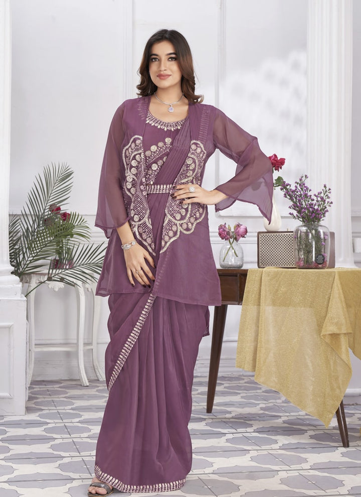 Lassya Fashion Saree Simplified Pre-stitched Drape Embroidered Blouse