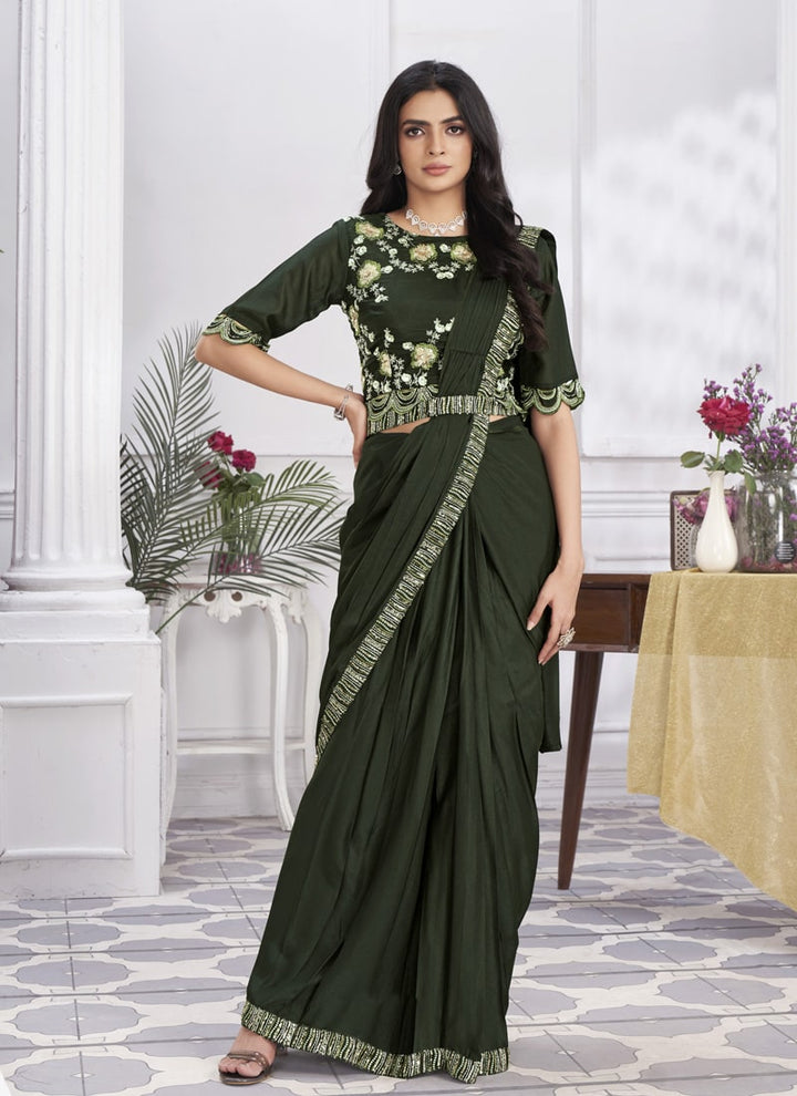 Lassya Fashion Effortless Ethnic Beauty Ready-to-Wear Saree Embellished Blouse