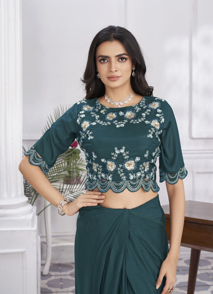 Lassya Fashion Effortless Ethnic Beauty Ready-to-Wear Saree Embellished Blouse