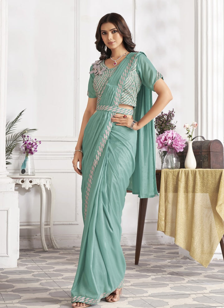 Lassya Fashion The All-in-One Saree Pre-draped Elegance Embroidered Details