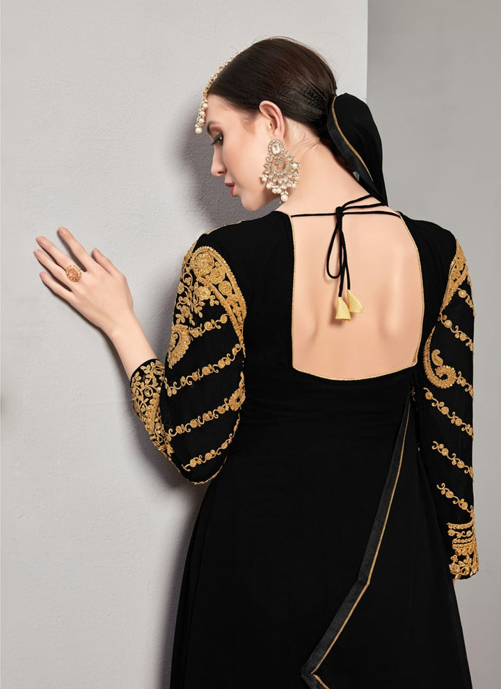 Lassya Fashion Midnight Black Pakistani Suit Real Georgette with Embroidery