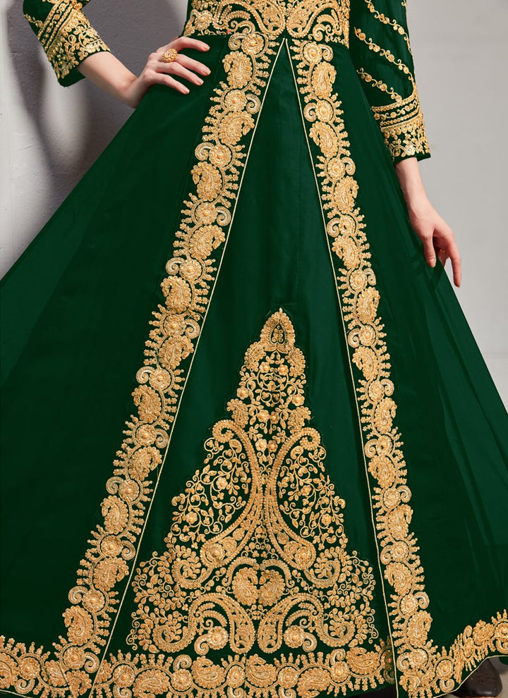 Lassya Fashion Forest Green Pakistani Suit Real Georgette with Embroidery