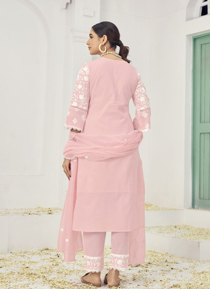 Lassya Fashion Pink Lucknavi Style Salwar Kameez with Boring Embroidery