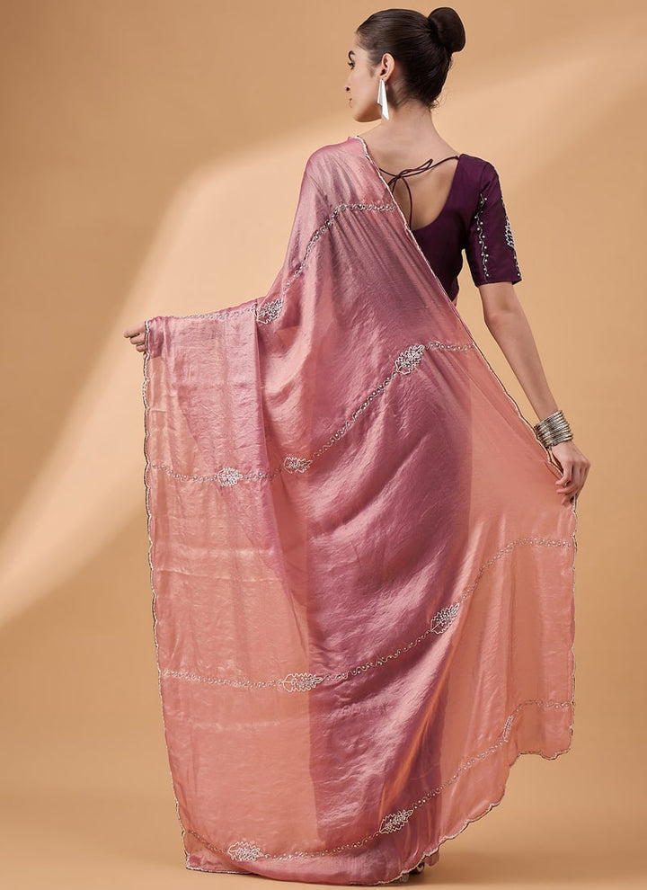 Lassya Fashion Light Pink Embroidered Work Festive Wear Saree