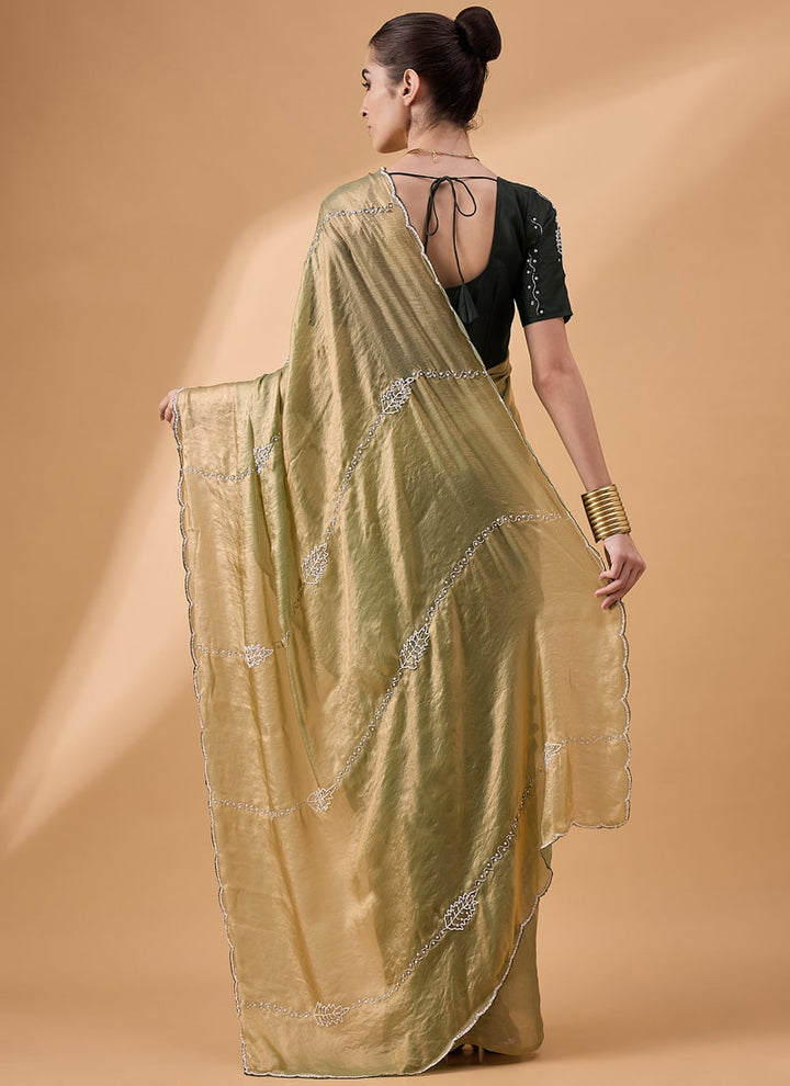 Lassya Fashion Yellow Embroidered Work Festive Wear Saree