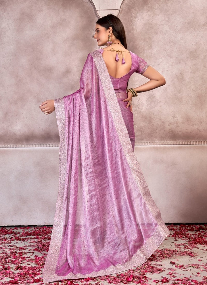 Lassya Fashion Lavender Pink Sitar Silk Saree for Party and Wedding Wear