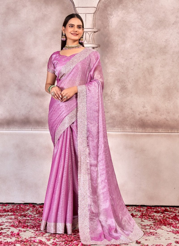 Lassya Fashion Lavender Pink Sitar Silk Saree for Party and Wedding Wear